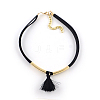 Faux Suede Cord Choker Necklaces with Golden Tone Brass Tube Beads NJEW-R235-60-1