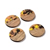 Transparent Resin & Walnut Wood Pendants RESI-N025-045-4