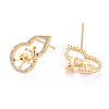 Brass Micro Pave Clear Cubic Zirconia Earring Findings KK-T062-225G-NF-2
