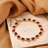 Brass Micro Pave Red Cubic Zirconia Chain Bracelets for Women BJEW-M047-02B-2