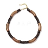 12MM Two Tone Acrylic & CCB Plastic & Coconut Curved Tube Beaded Necklaces for Women NJEW-JN05373-03-4