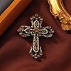 Cross Rhinestone with Synthetic Turquoise Brooch Pin PW-WG37E1A-01-1