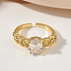 Brass Micro Pave Cubic Zirconia Cuff Open Rings RJEW-C163-25A-G-2