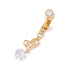 Clear Cubic Zirconia Heart Charm Belly Ring AJEW-F057-11G-1
