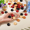 60Pcs 5 Styles Spray Painted Natural Wood Buttons WOOD-TA0002-91-6