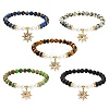 6mm Round Gemstone & Shell Pearl Beaded Stretch Bracelet Sets BJEW-JB10921-1