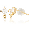 4 Pair Brass Micro Pave Cubic Zirconia Stud Earring Findings KK-BBC0020-01-7