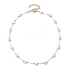 316 Stainless Steel Paperclip Chain & Star Natural White Shell Link Necklaces NJEW-JN05034-4