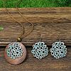 Alloy Enamel & Wood Pendant Necklaces & Dangle Earring Sets WG2B6E1-02-1