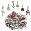 18Pcs 6 Styles Alloy Enamel & Crystal Rhinestone European Dangle Charms FIND-YW0006-85-1