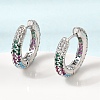 Brass Micro Pave Cubic Zirconia Hoop Earrings KK-CBA8324-24P-03-3