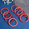 8Pcs 8 Style Natural Red Agate & Glass & Polymer Clay Heishi Surfer Stretch Bracelets Set BJEW-SW00083-6