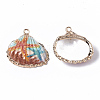 Electroplate Printed Natural Scallop Shell Pendants X-SSHEL-R047-04-A03-3