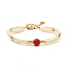 Healing Reiki Round Natural Carnelian Beaded Bracelets for Girl Women X1-BJEW-TA00013-7