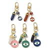 Flat Round with Evil Eye Alloy Enamel & Gemstone Bullet Pendant Decorations HJEW-JM01262-1