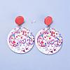 (Jewelry Parties Factory Sale)Dyed Printed Fashion Lady Wooden Dangle Stud Earrings EJEW-JE03221-08-3