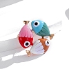 Triple Fish Alloy Colorful Enamel Safety Pin Brooch PW-WG93CE1-01-4