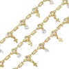 Brass Rectangle & Cubic Zirconia Flat Round Link Chains CHC-P010-04G-1