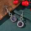 Hexagon Natural Mixed Stone Dangle Earrings EJEW-K298-01P-3