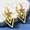 Brass Clear Cubic Zirconia Hoop Earrings EJEW-M047-13G-2