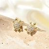 Brass Micro Pave Clear Cubic Zirconia Stud Earrings EJEW-R016-26G-03-1