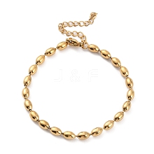 Ion Plating(IP) 304 Stainless Steel Oval Ball Chain Bracelets for Women BJEW-C046-01G