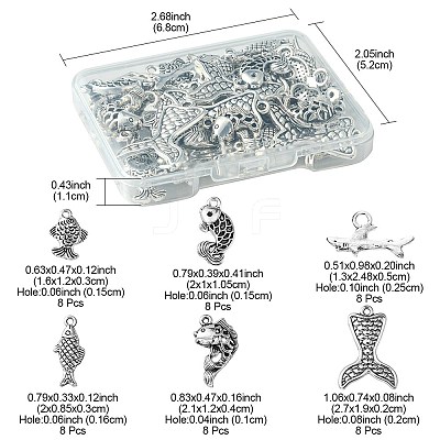 48Pcs 6 Styles Tibetan Style Alloy Pendant DIY-FS0005-72-1