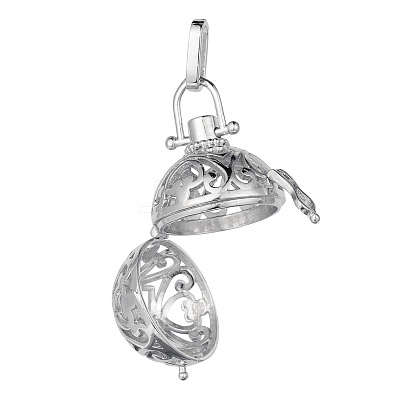 Brass Hollow Round Cage Pendants KK-E662-18P-NR-1