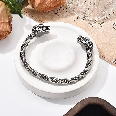 Viking 304 Stainless Steel Open Cuff Bangles for Men BJEW-U001-07K-AS-1