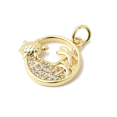 Brass Micro Pave Cubic Zirconia Pendants KK-P343-01A-G-1