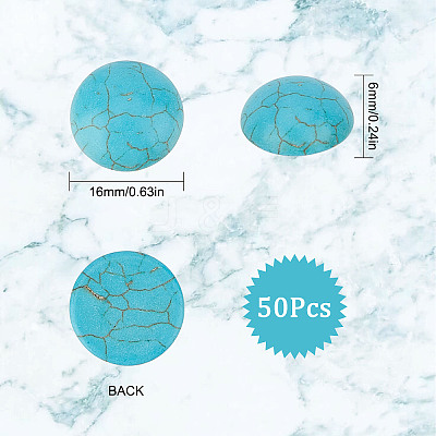Dyed Synthetic Turquoise Cabochons TURQ-SC0001-05D-1