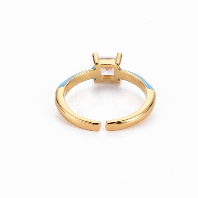Brass Enamel Cuff Rings RJEW-T016-32F-NF-1