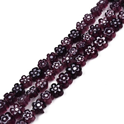 Handmade Millefiori Glass Bead Strands LAMP-N029-017A-01-1