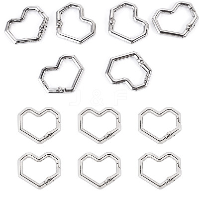 6Pcs Heart Alloy Spring Gate Rings FIND-TA0011-14B-1