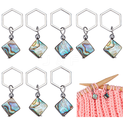 10Pcs Abalone Shell/Paua Shell Pendant Locking Stitch Markers AJEW-BC00021-1