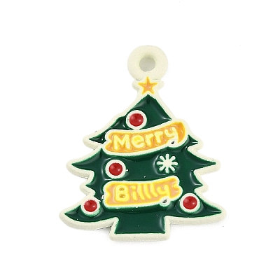 Christmas Theme Spray Painted Alloy Enamel Pendants ENAM-Z020-01K-1