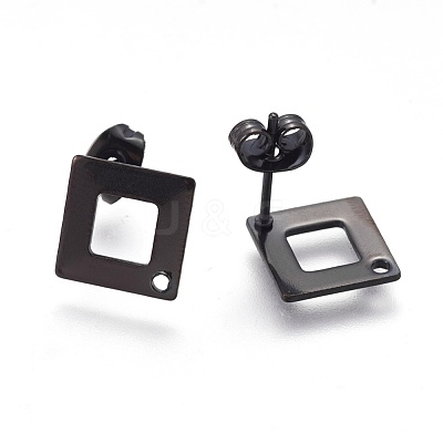 304 Stainless Steel Stud Earring Findings Ion Plating(IP) STAS-O119-13B-1
