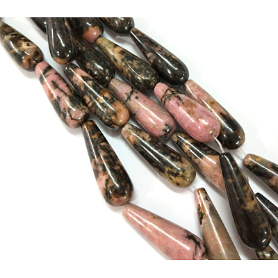 Natural Rhodonite Teardrop Beads Strands G-E329-28-1