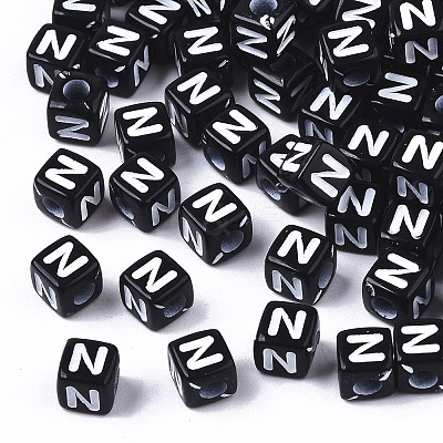 Opaque Acrylic Beads X-SACR-N002-01N-1