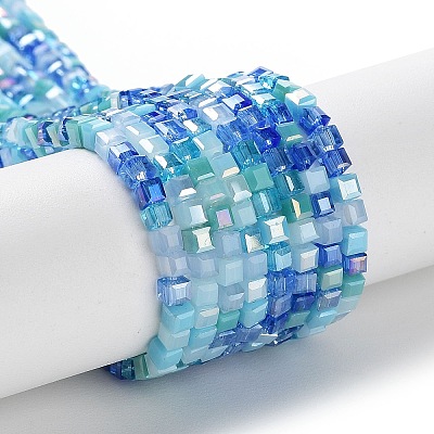 Gradient Color Electroplate Glass Bead Strands X-GLAA-E042-05-B07-1