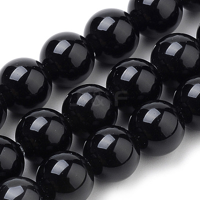Natural Black Onyx Beads Strands G-S259-19-10mm-1