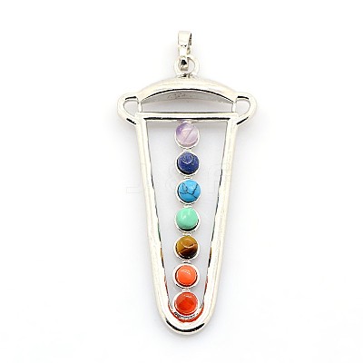 Vintage Chakra Jewelry Brass Gemstone Pendants G-I114-09-1