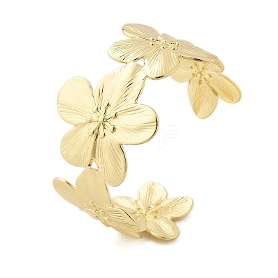 Flower Brass Cuff Open Bangles BJEW-M060-05G-1