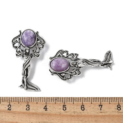 Angel Brass Natural Lepidolite Pendants KK-D361-02AS-15-1