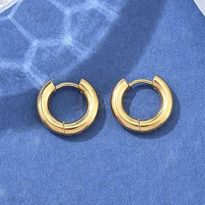 Ion Plating(IP) 304 Stainless Steel Huggie Hoop Earrings EJEW-F111-14mm-G-1