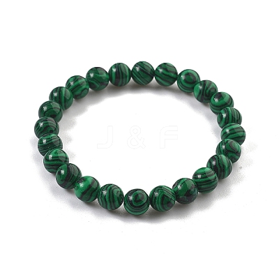 Synthetic Malachite(Dyed) Bead Stretch Bracelets BJEW-K212-B-031-1