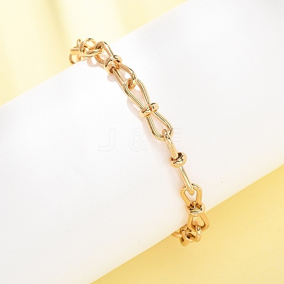 304 Stainless Steel Bowknot Link Chain Bracelets for Women BJEW-F529-08G-1
