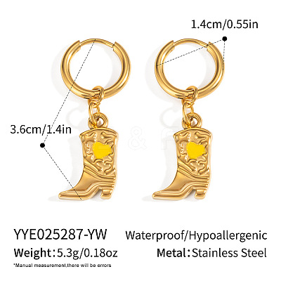304 Stainless Steel Shoes with Heart Hoop Earrings KC5078-10-1