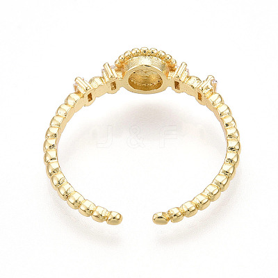 Brass Micro Pave Clear Cubic Zirconia Cuff Rings for Women KK-T070-113-1