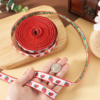 10Yards Polyester Strawberry Ribbon OCOR-TA0003-62B-1
